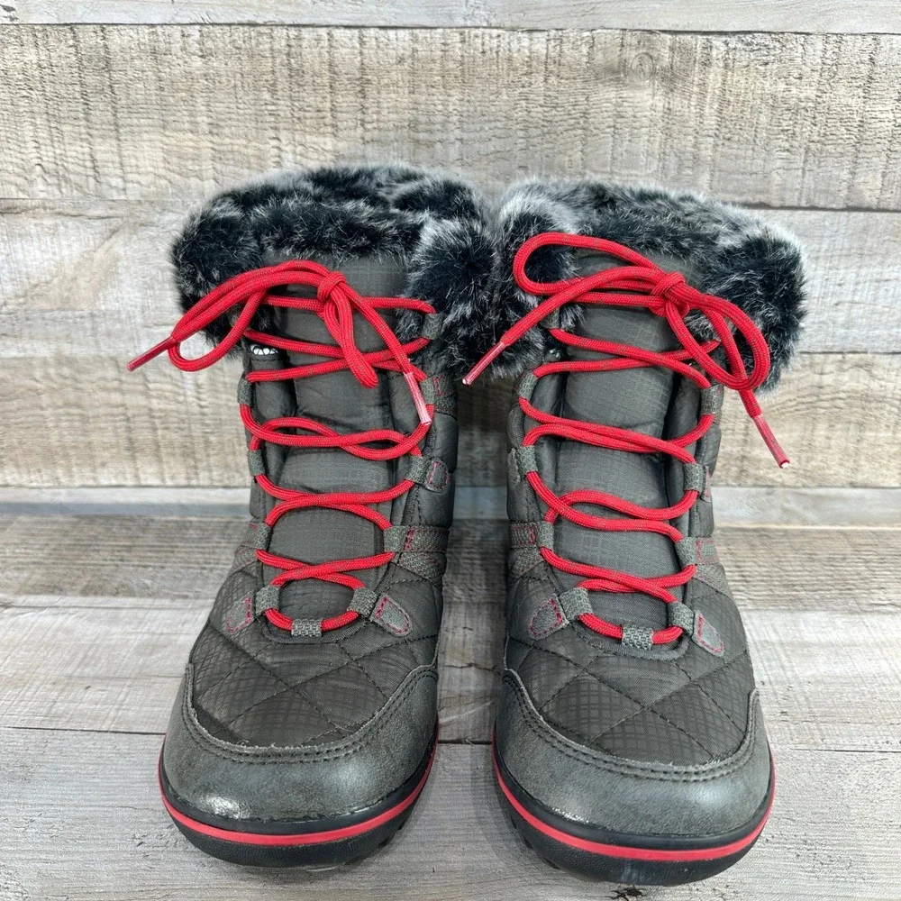 LL Bean Waterproof Insulated Winter Snow Boots Women 6.5 Red Lace Faux Fur Lined